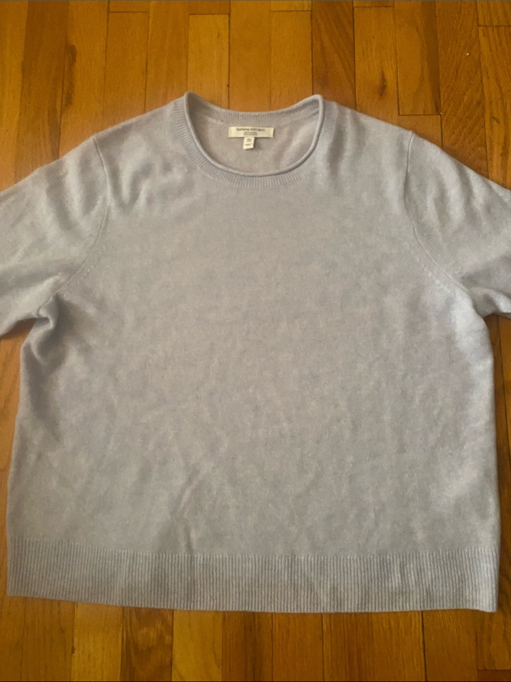 Banana Republic 100% Cashmere Size XXL Light Blue Crew Neck S/S Sweater Like New